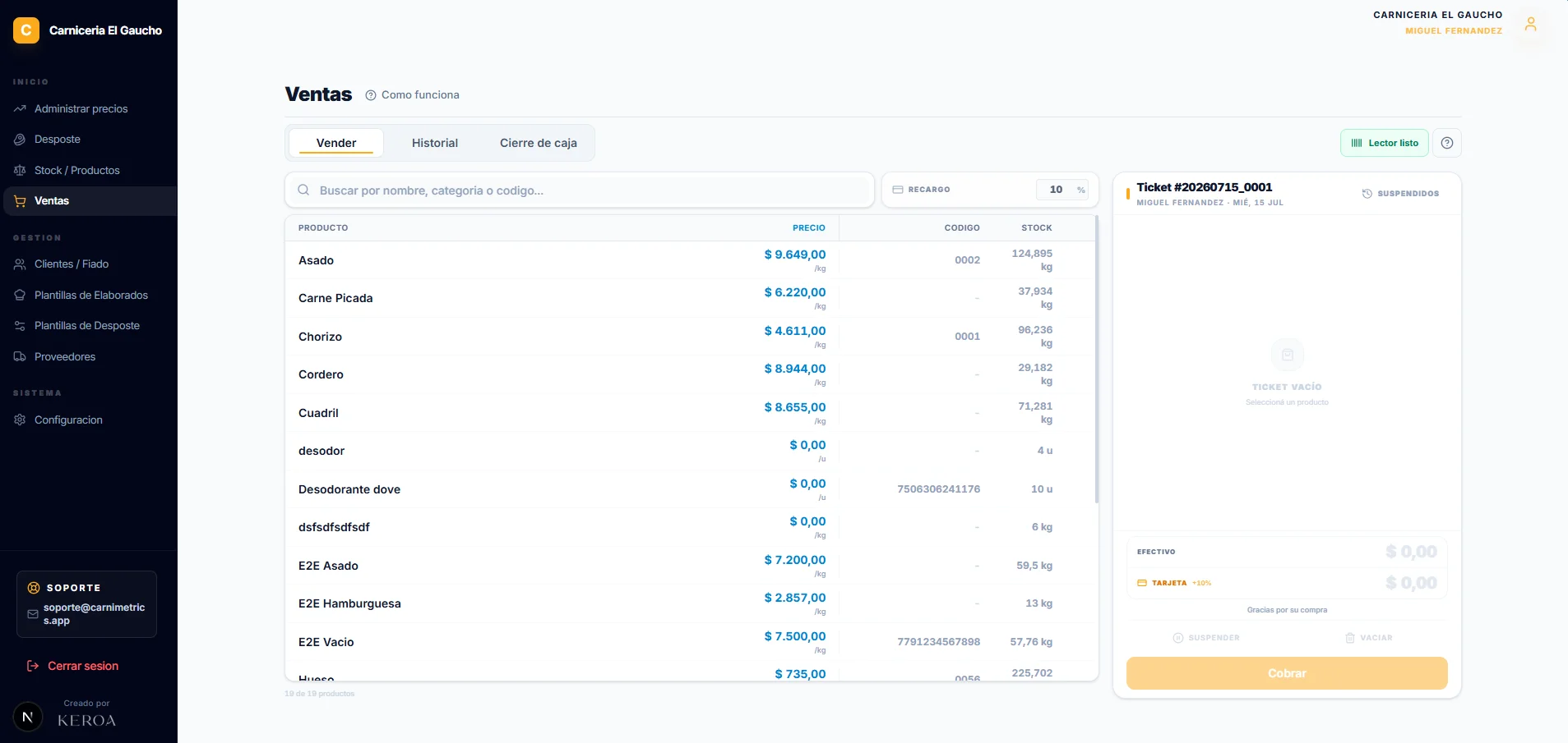 Carnimetrics: Sistema de gestión para carnicerías